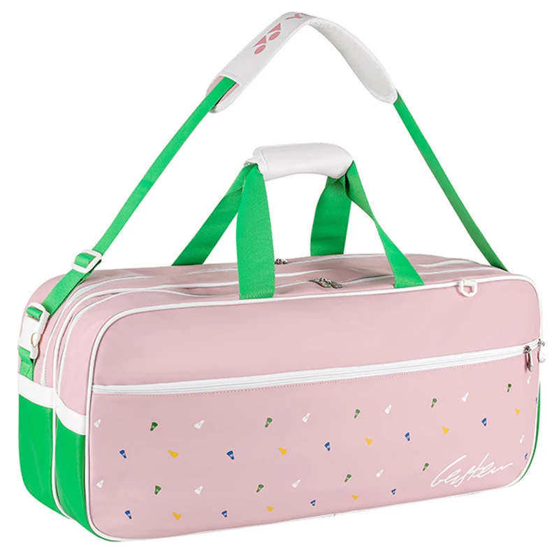 

Оригинальная Водонепроницаемая спортивная сумка для ракеток для бадминтона клубничного цвета с отделением для обуви вмещает до 6 ракеток д...