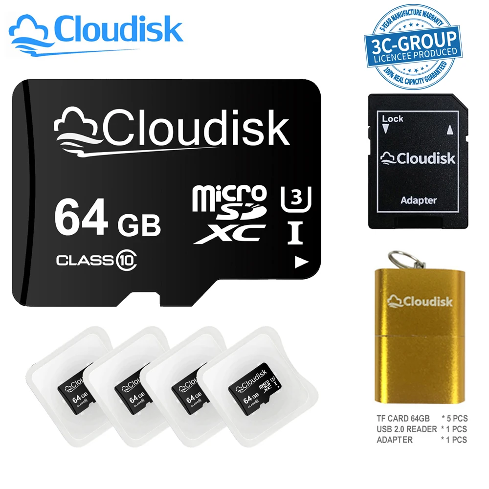 

Cloudisk 5Pack Micro SD Card 64GB 128GB 256GB 32GB U3 Flash Memory Card 16GB 8GB 4GB 2GB 1GB Class10 Microsd TF Card For Phone