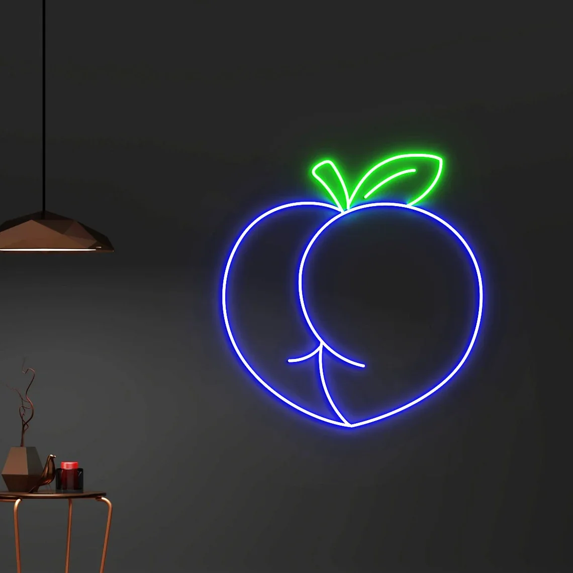 Персиковая неоновая вывеска в виде ягодиц для игровой комнаты спальни Ночной