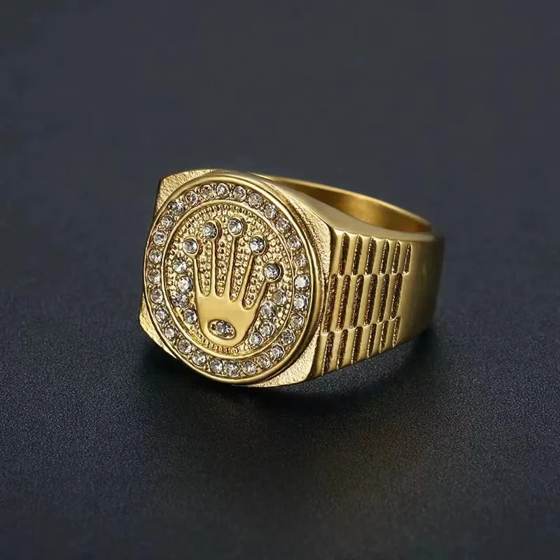 

Fashion Men's Gold Stainless Steel Crown Ring Object Men's Retro Punk Rock Jewelry Men's Accessories Anniversary Gift