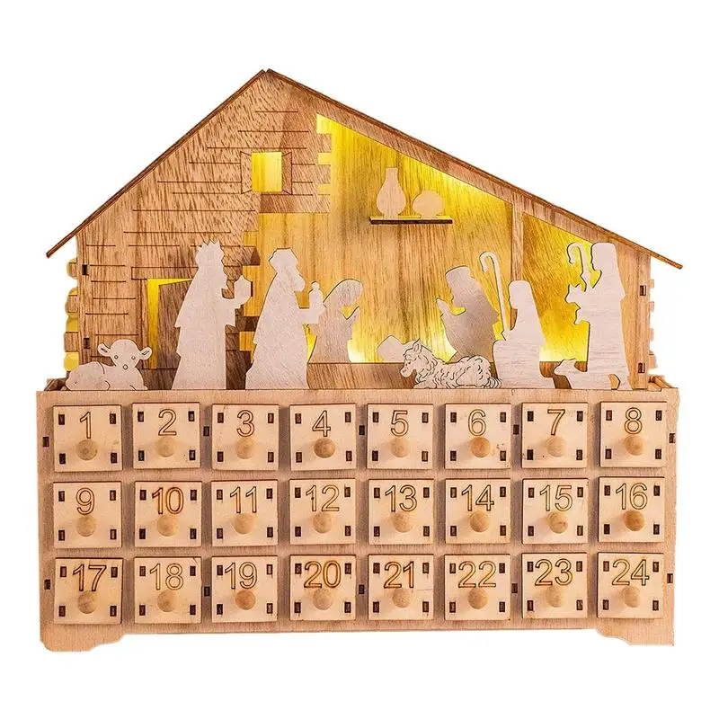 

Christmas Countdown Advent Calendar Nativity Scene Countdown Calendar Portable Christmas Advent Calendar House For Christmas
