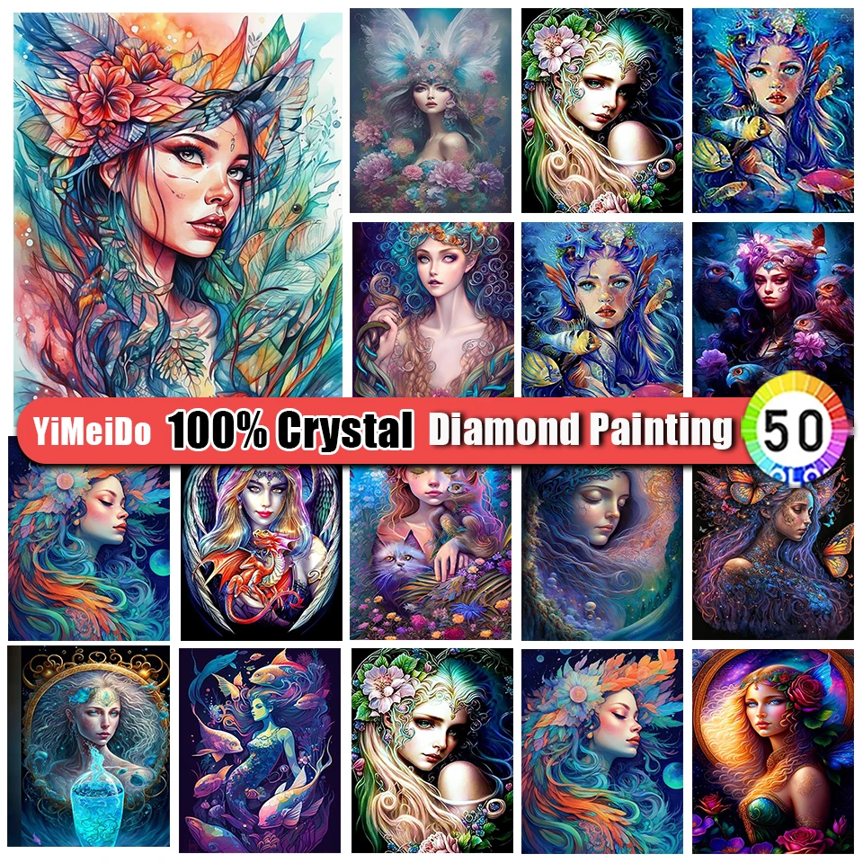 

YiMeiDo 100% Crystal Diamond Painting Portrait Woman 5D Full Cross Stitch Kits Diamond Embroidery Girl New 2023 Mosaic Picture