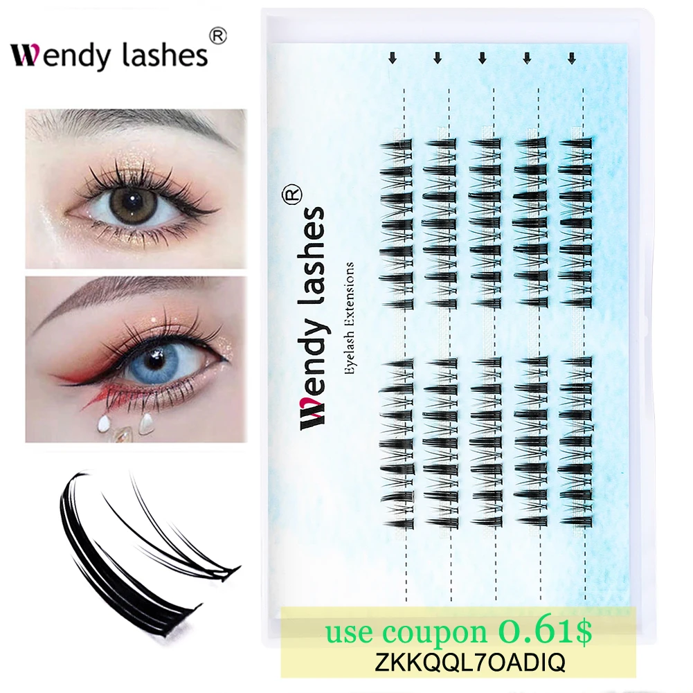 

Wendy Lashes Cluster Lashes Extension Little Devil Faux Mink Self Adhesive Eyelashes Korean Makeup Lash Bundles Dovetail Diy