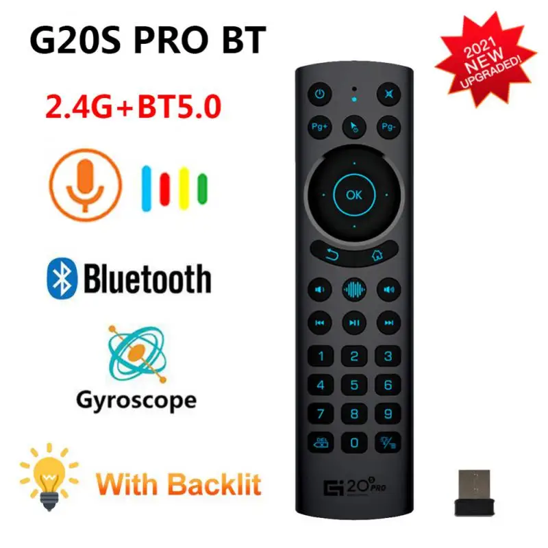 

G20BTS Plus Smart Voice Air Mouse 2.4G Wireless Backlit Remote Control BT5.0 Gyroscope IR Learning For Android TV BOX G20S PRO