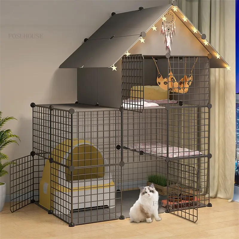 

Modern Cat Cages Home Indoor Super Large Free Space Cat Nest Villa Living Room Balcony Cat House Luxury Cat Villa Empty Cages B