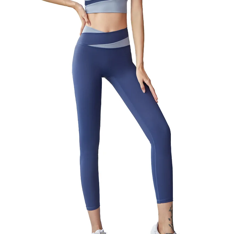 Seamless Fitness Yoga Pants Women Solid Patchwork High Waist Gym Leggings Plus Size Running Tights Girls Workout Trousers