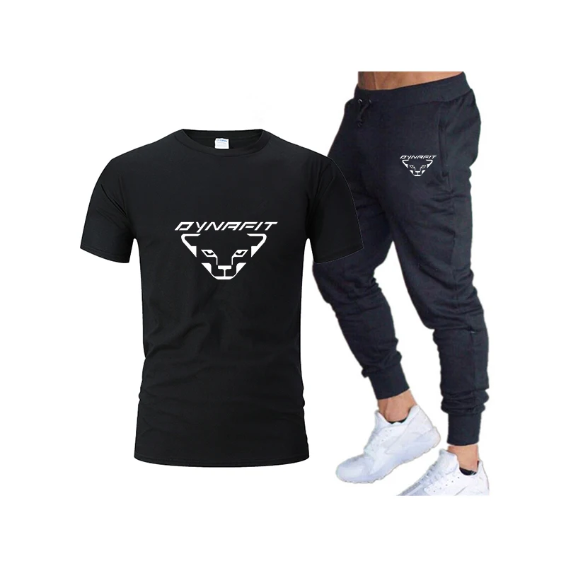 

DYNRFIT - New product men's sports T-shirt+pants set, brand casual breathable jogging pants, hip-hop fashion clothing, summer 20