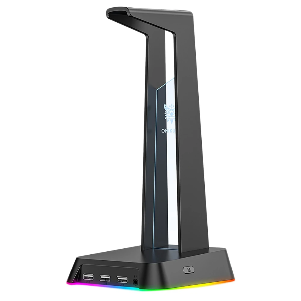 

Подставка для гарнитуры Onikuma, Rgb с 3 USB-портами, настольная подставка для гарнитуры, подходит для ПК, цвет черный