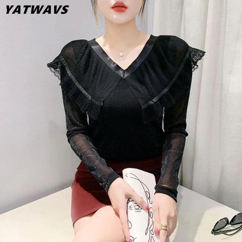 Новая европейская осенняя женская футболка одежда шикарные сексуальные