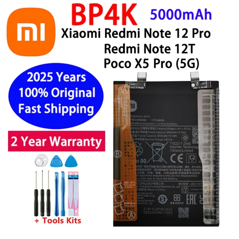 Новая замена аккумулятора BP4K емкостью 5000 мАч для Xiaomi Redmi Note 12 Pro/Note 12T poco x5 pro, аккумуляторы