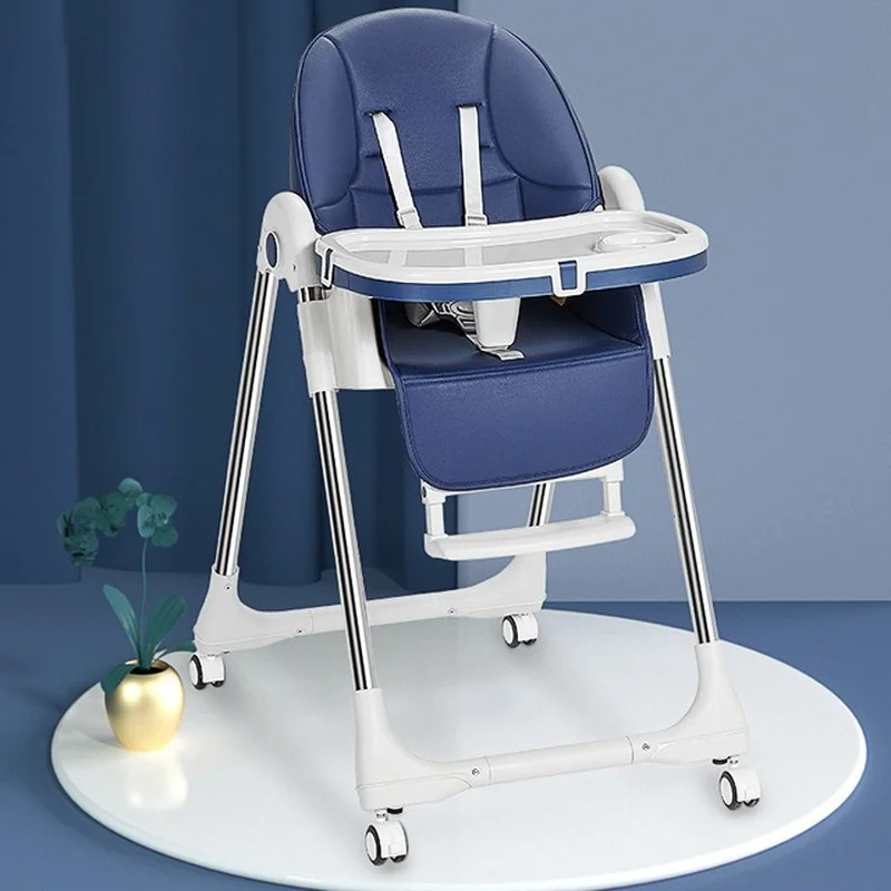 Children's Dining Chair High-foot Feeding Chair Foldable Multifunctional Portable Household Portable Baby Dining Table and Chair