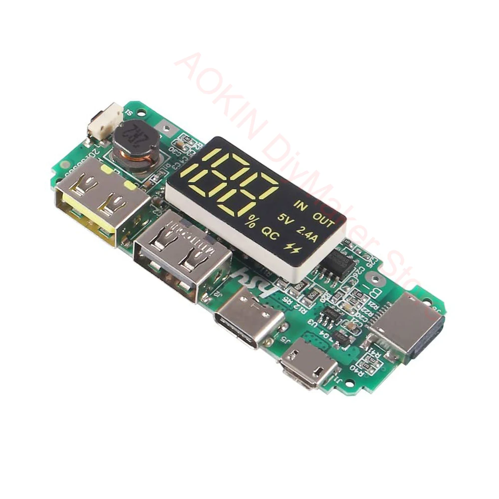

LED Dual USB 5V 2.4A Micro/Type-C USB Mobile Power Bank 18650 Charging Module Lithium Battery Charger Board Circuit Protection