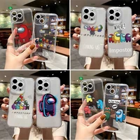 among us phone case for iphone 14 12 13 11 xr x xs max mini pro max 6 6 s 7 8 plus se2022 2020 transparent funda shell cover