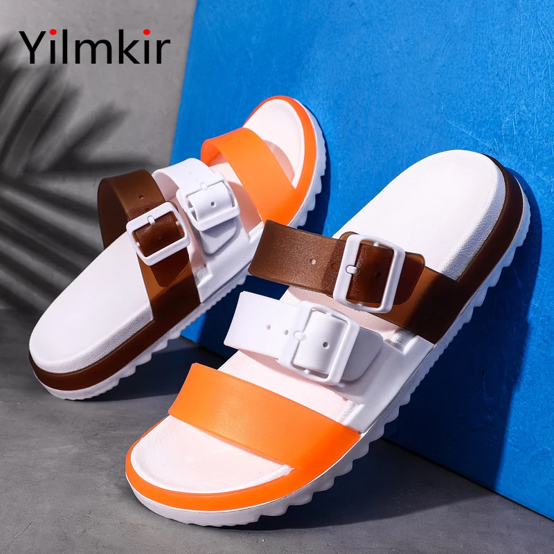 

Fashion Buckle Outdoor Travel Sports Wear Resistant Men Beach Sandals Portable Non Slip Comfortable Indoor Home Simple Slippers