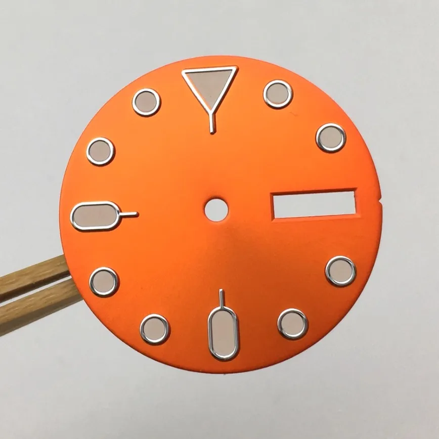 

28.5mm Dial NH36 Green Luminous No Logo Orange Dial Fits NH36/4R36 Movements Watch Accessories Watch Dials