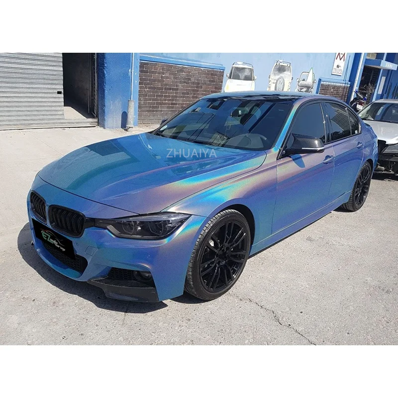 

Пленка для замены цвета автомобиля (152 см x 18 м) Синяя лазерная флип-блеск психоделическая металлическая Глянцевая Радужная голографическая ...