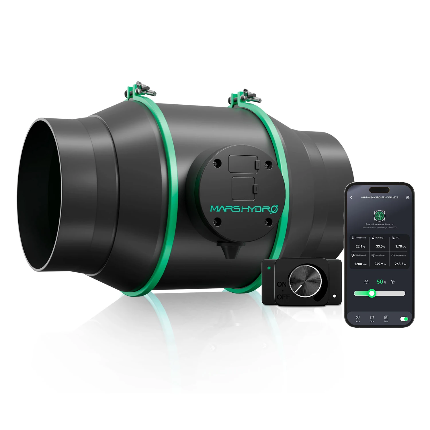 

2025 Mars Hydro 4 "6" Ifresh Smart Inline Fan Канальный вентилятор с регулятором скорости для палатки для выращивания, тихий двигатель переменного тока