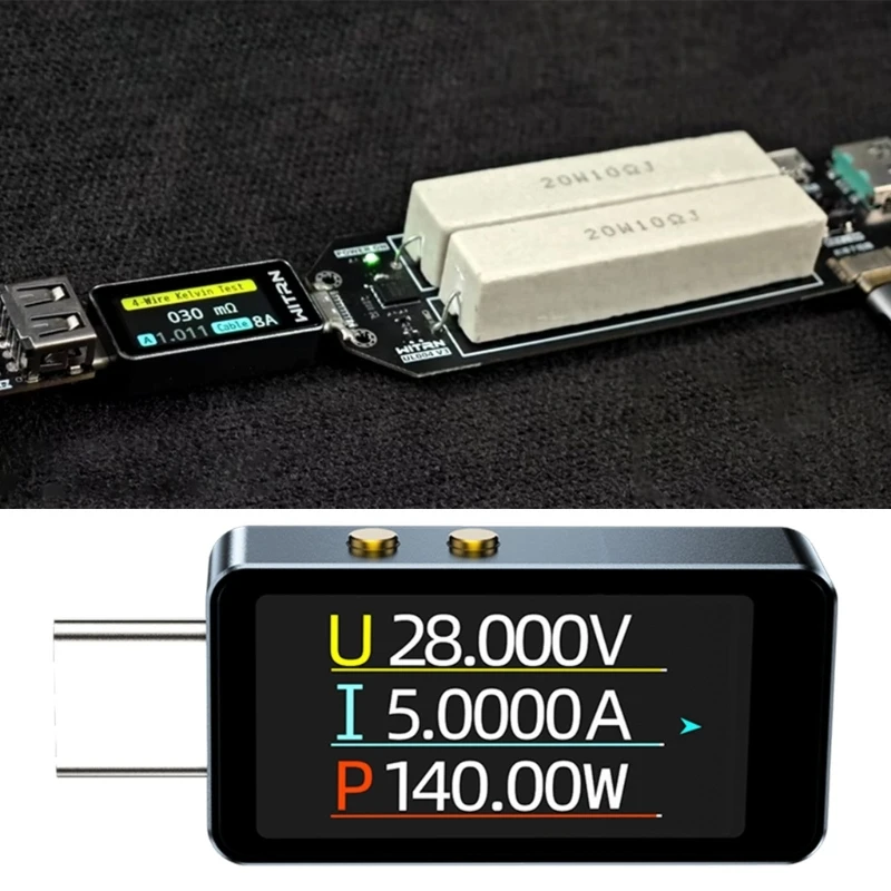 Детекторы зарядки USB-кабеля постоянного тока 4-28 В типа C с функциями амперметра и