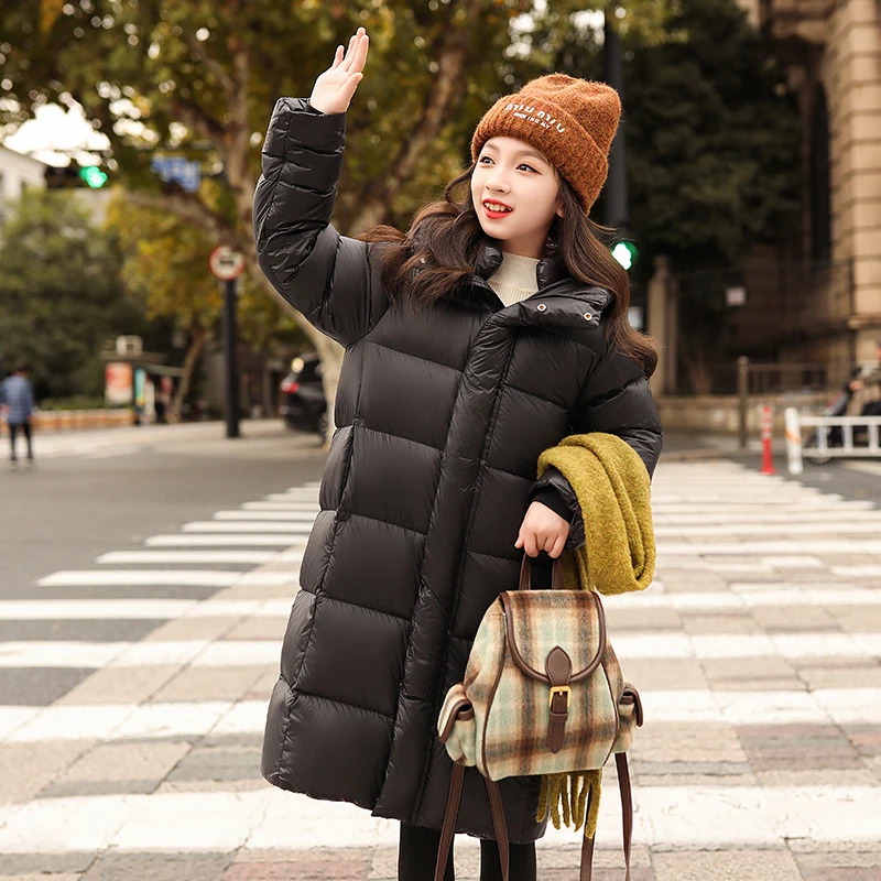 Пуховик средней длины выше колена для учащихся школы Женская куртка с хлопковой