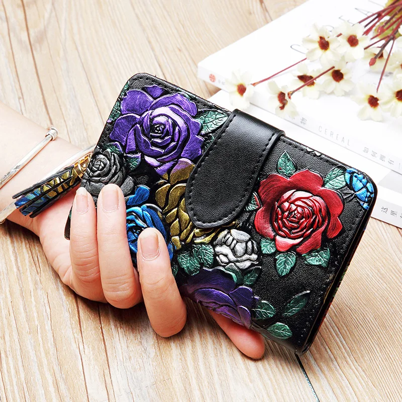 Vintage Wallet Women Short Leather Cowhide Lady Card Bag Wallet Personality Wallet Mini Coin Pocket Multifunctional Folding