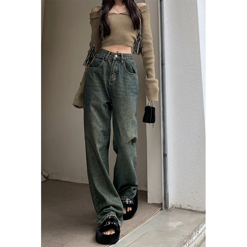 

ILARES Female Clothing Vintage Clothes Korean Fashion Y2k Streetwear Baggy Jeans Woman High Waist Pant Jeans Women Women's Pants