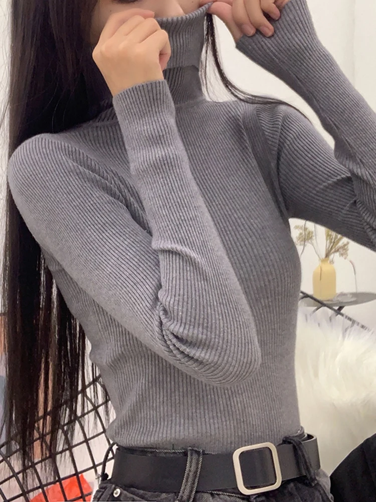 Водолазка JMPRS Женская с длинным рукавом базовый вязаный джемпер эластичный