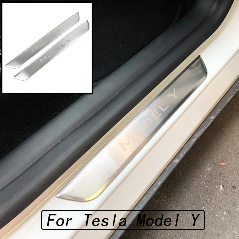

Best Sale Stainless Steel Pedal Protection For Tesla Model Y Strip Door Sill Pedals Car Modification Accessories Welcome Pedal