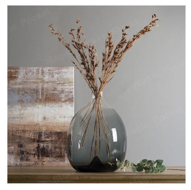 Новая ручная выдувная большая стеклянная ваза для живота оттенок стекла