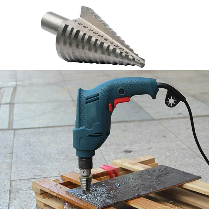 

5-35mm Titanium Coated Step Drill Bits HSS Straight Groove Step Cone Drill High Speed Steel Wood Metal Hole Cutter