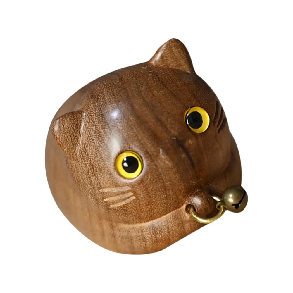 

Wooden Carved Cat Shape Decorative Pen Stand Exquisite Pen Storage Inserting