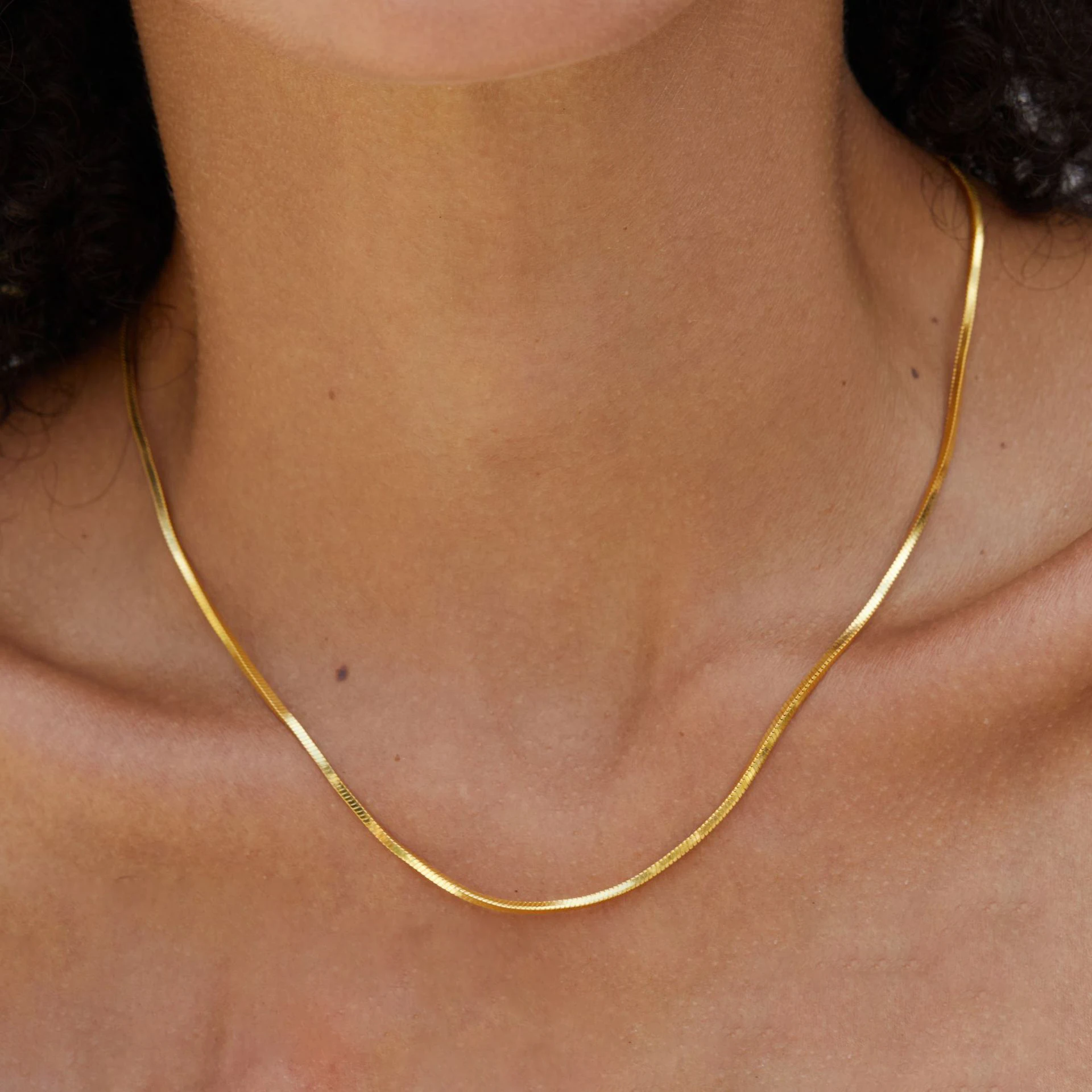 S925 стерлингового серебра 18 К позолоченное елочка тонкая змеиная цепочка