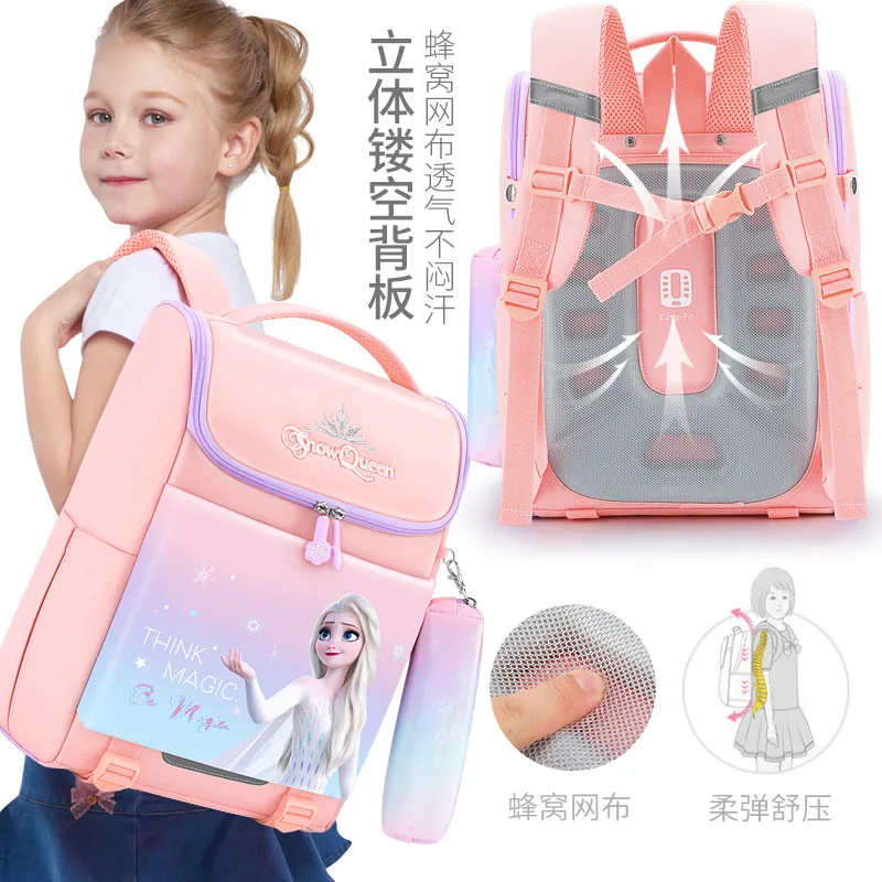 Disney children's schoolbag, lightweight and spine protection design Princess Aisha cute cartoon image Disney backpack