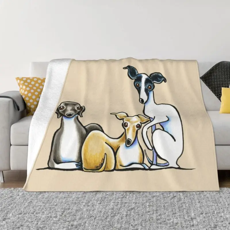 

Italian Greyhound Trio Blanket Warm Fleece Soft Flannel Cute Whippet Sighthound Dog Throw Blankets for Bedroom Sofa Car Spring