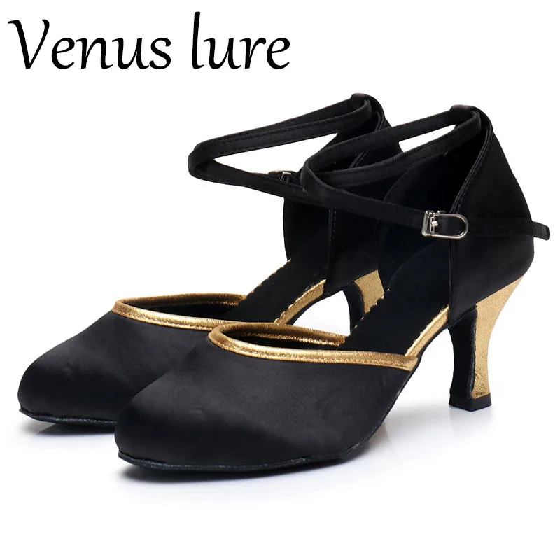 

Женские танцевальные туфли Venus Lure для сальсы, черные женские бальные туфли на каблуке 6 см, женские сандалии