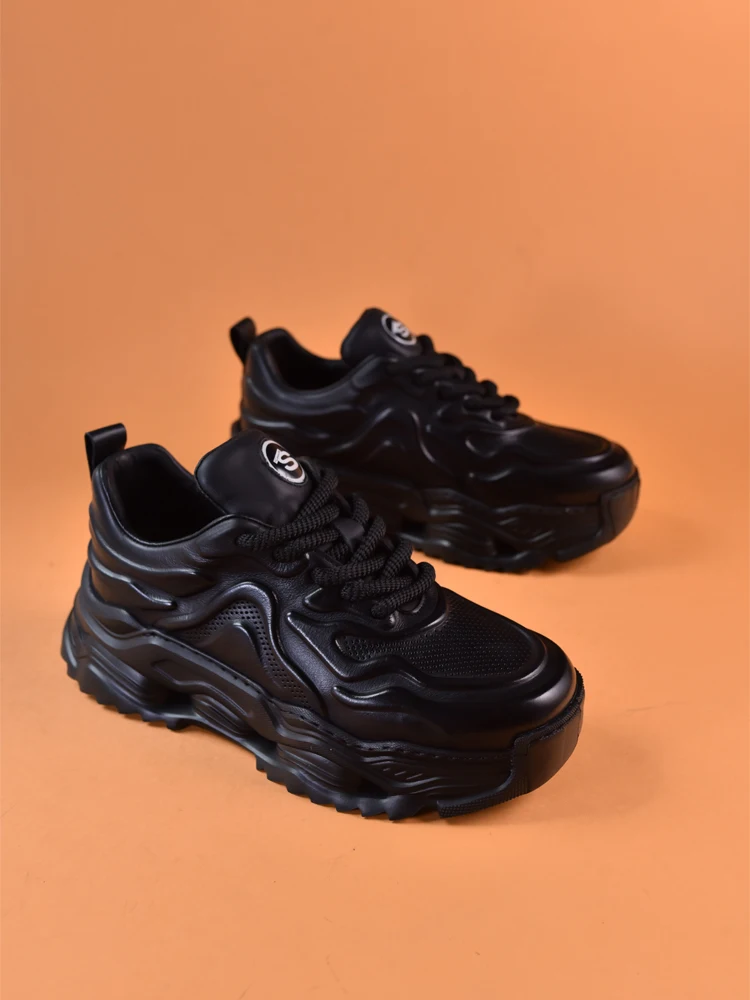 One Shoe Whole Hide High end Dad Shoes Thick Bottom Casual Sneaker Trendy All-Matching Men Elevator 243072