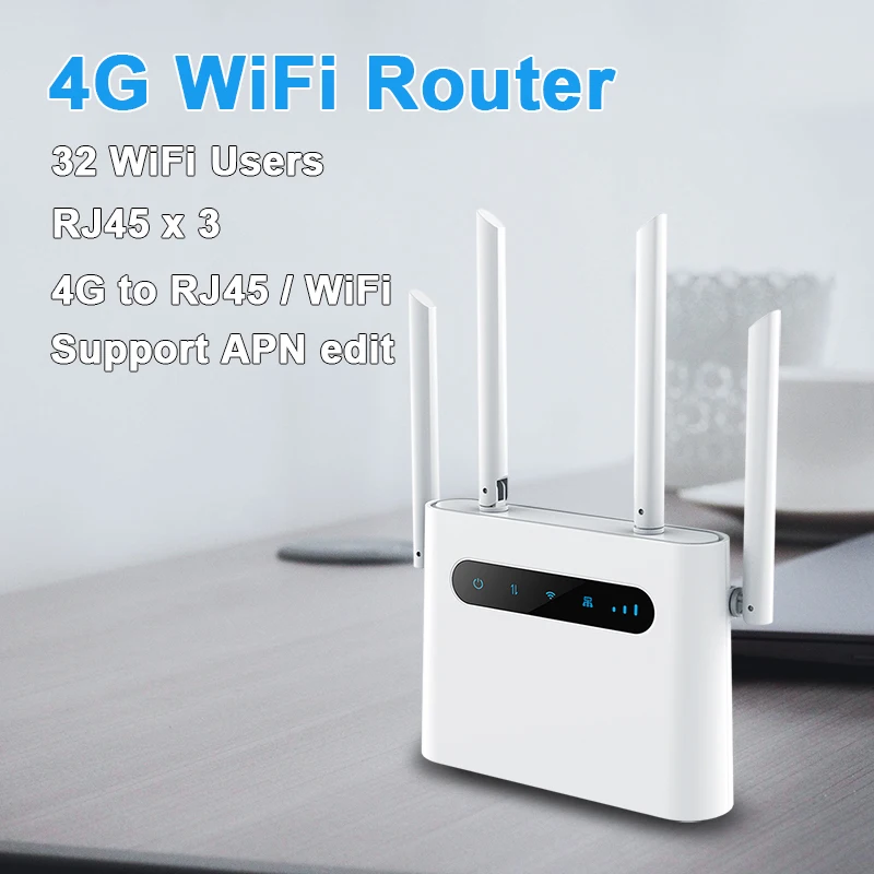 Wi-Fi-роутер с SIM-картой 4G, lte, cpe, 300 м, CAT4, 32 пользователей, RJ45, WAN, LAN