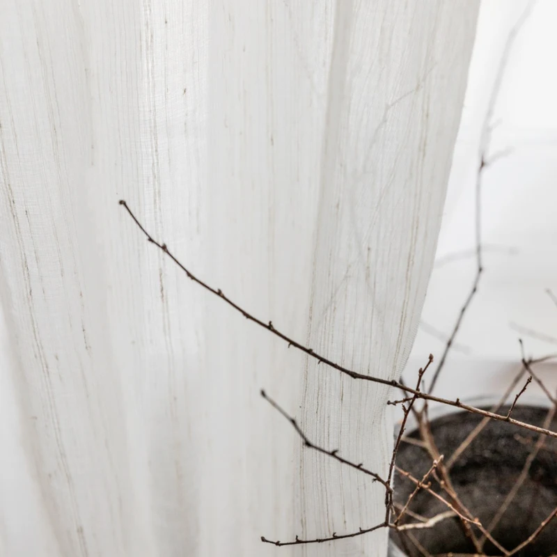 Льняные полупрозрачные шторы из хлопка, 1 штука