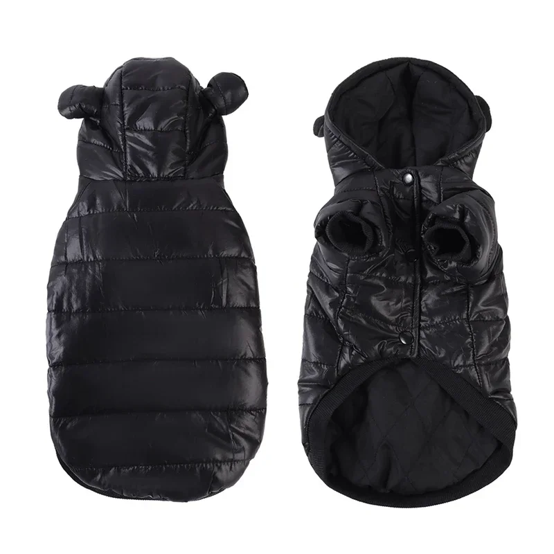 Зимняя черная одежда для собак теплое пальто маленьких и средних