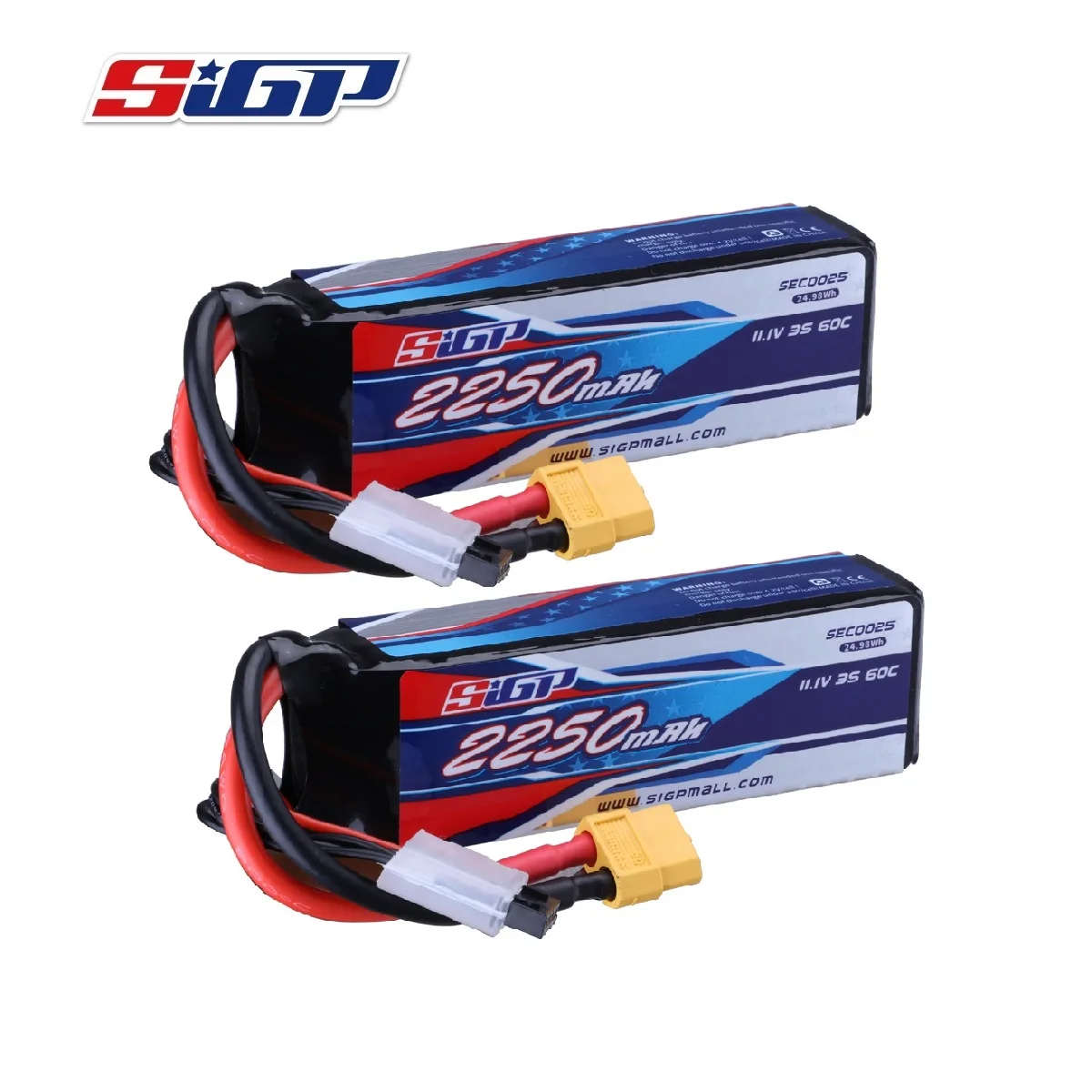 

SIGP 3S 11.1V Lipo Battery 2250mAh 60C Soft Pack with XT60 Plug for RC Airplane Quadcopter Helicopter Drone FPV Racing Hobby