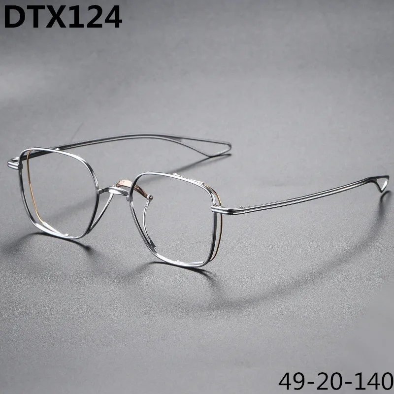 Japanese Handmade Design Pure Titanium Square Glasses Frame Men Double Beam Prescription Eyeglasses Women Optical Eyewear DTX124