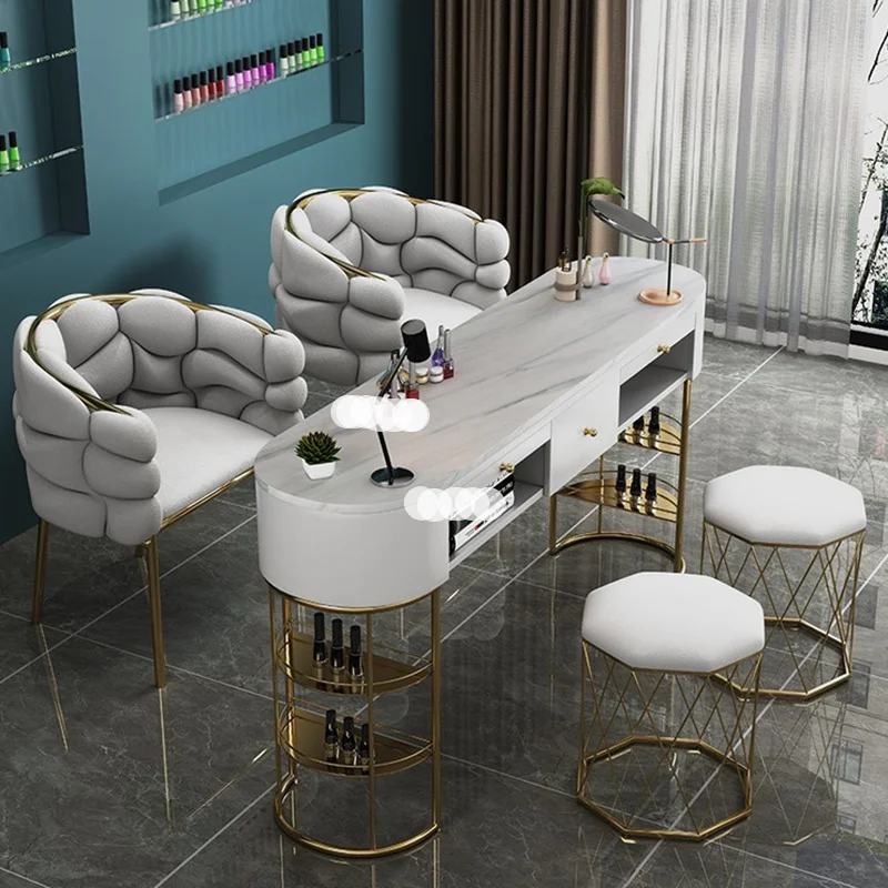 

Modern Marble Slate Nail Beauty Tables for Commercial Furniture Manicure Table Economical Upscale Light Luxury Nail Stations