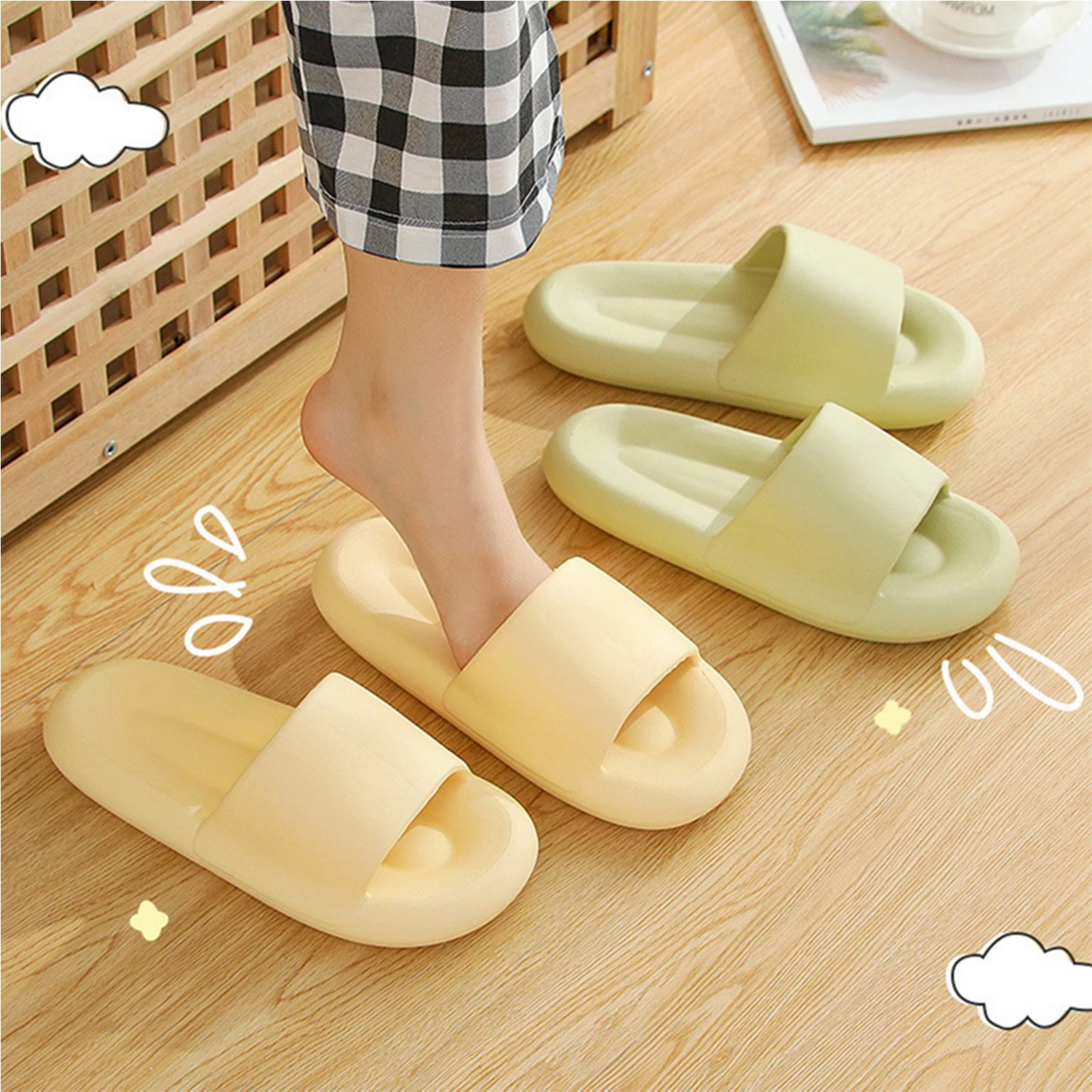 Cute Cloud Home Pillow Slides Summer Men EVA Soft House Slippers Beach Women Shower Shoes Indoor Flip Flops Colorful Sandals