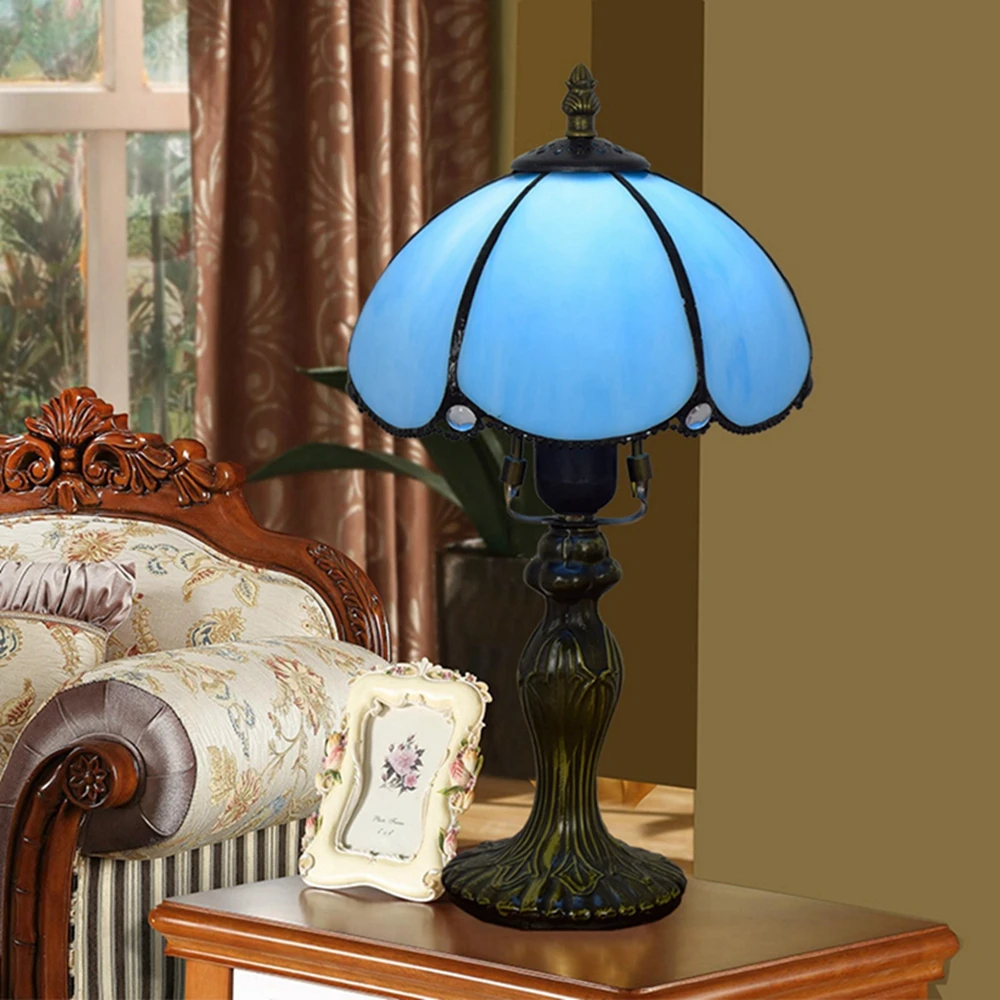 8 inch modern sky blue simple decorative lamp Tiffany stained glass bar restaurant table lamp