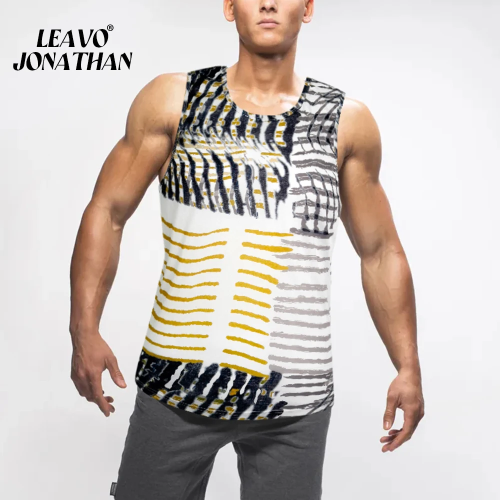 

Men Summer Breathable Beach Printing Sleeveless Tank Top Brand High Quality Male Casual Ice Silk Round Neck Sports Vest
