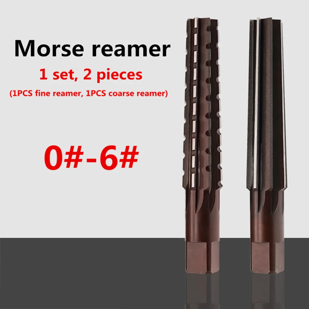 

HOT 2PCS/Set Hand Reamers Set MT0/MT1/MT2/MT3/MT4/MT5 Steel Fine/Rough-Edge Morse Taper Reamer For Milling Finishing Cutter Tool