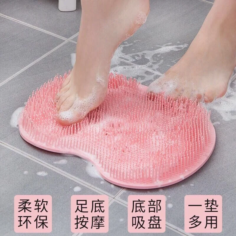 

Exfoliating Shower Massage Scraper Bathroom Non-slip Bath Mat Back Massage Brush Silicone Foot Wash Body Cleaning Bathing Tool