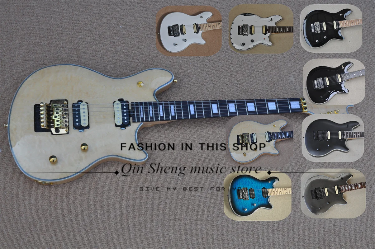 Натуральная гитара склонный кленовый верх мост тремоло гриф 22 лада волк корпус