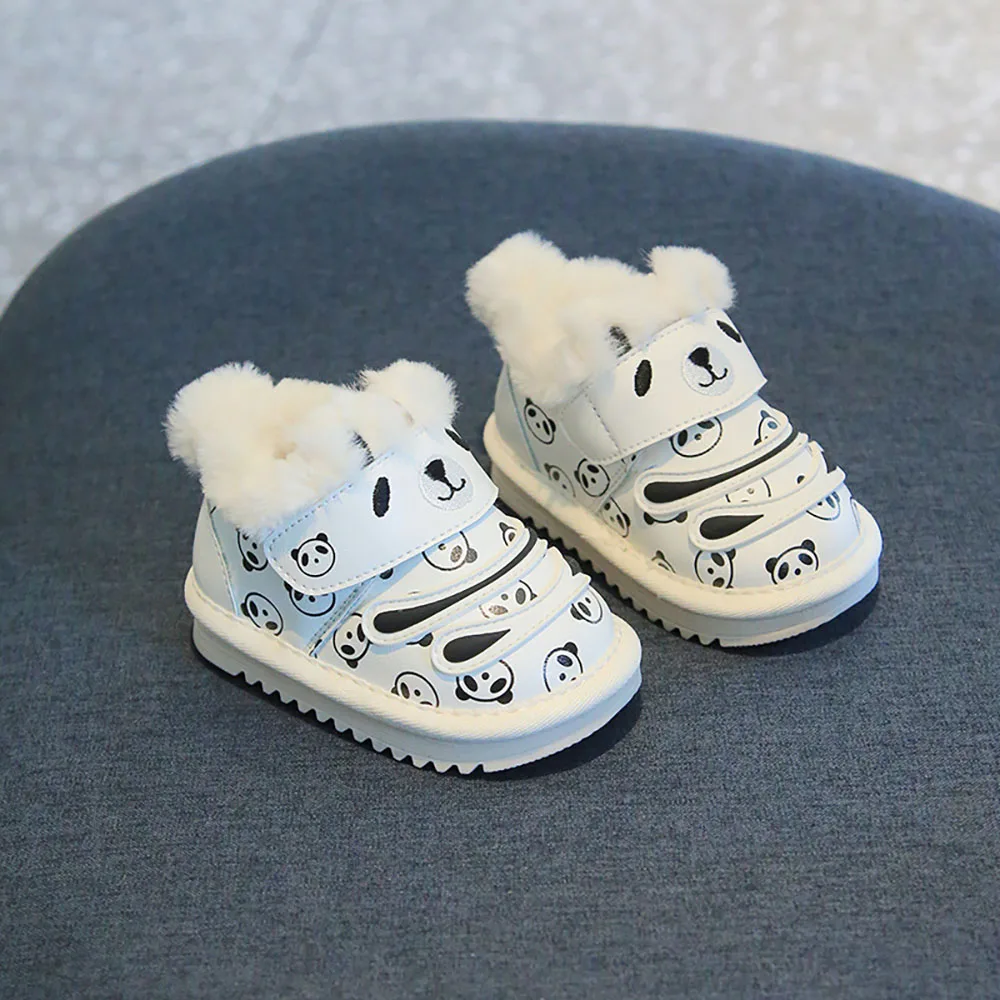 

Winter Plush Toddler Shoes For Baby Korean Style Thick Warm Snow Boots For Boys Girls Casual Printed Newborn Infant Footwear