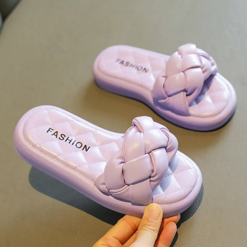 

New Summer Children Fashion Knitting Casual Slipper Girls Beach Non-slip Outdoor Sandals Lightweight Breathable Slipper