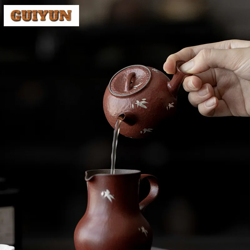 110 мл ручная роспись позолоченный серебряный бамбуковый чайник ручной работы